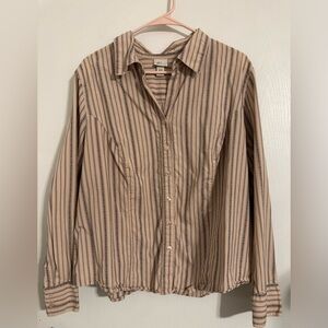 Venezia Striped Beige and Black Women’s Top size 18/20 100% cotton